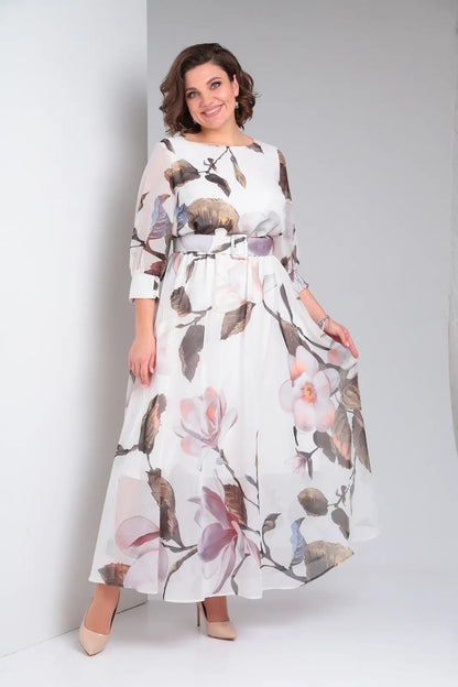 Melaza | Elegantes Maxikleid mit floralem Print und Taillengürtel