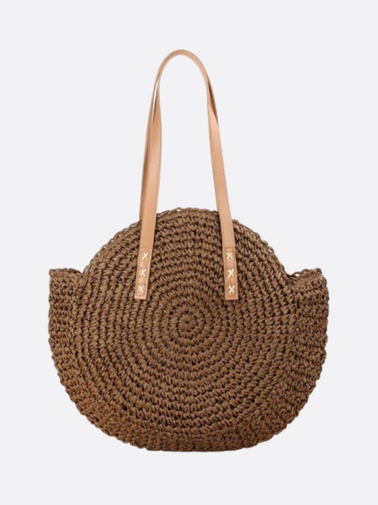 Colorful Round Straw Tote Bag
