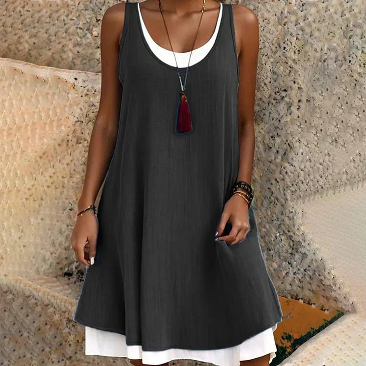 Women's Sleeveless Scoop Neck Layered Mini Dress