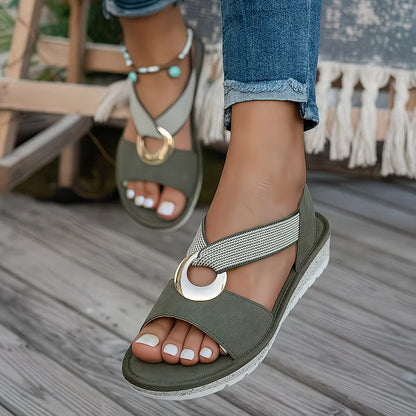 Marlenia - Flat Sandals With Metal Buckle