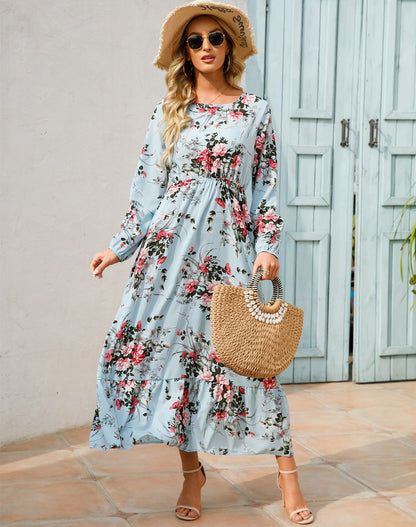 Robe Fleurie Polyvalente en Mousseline pour Femme – Style Élégant à Col Rond