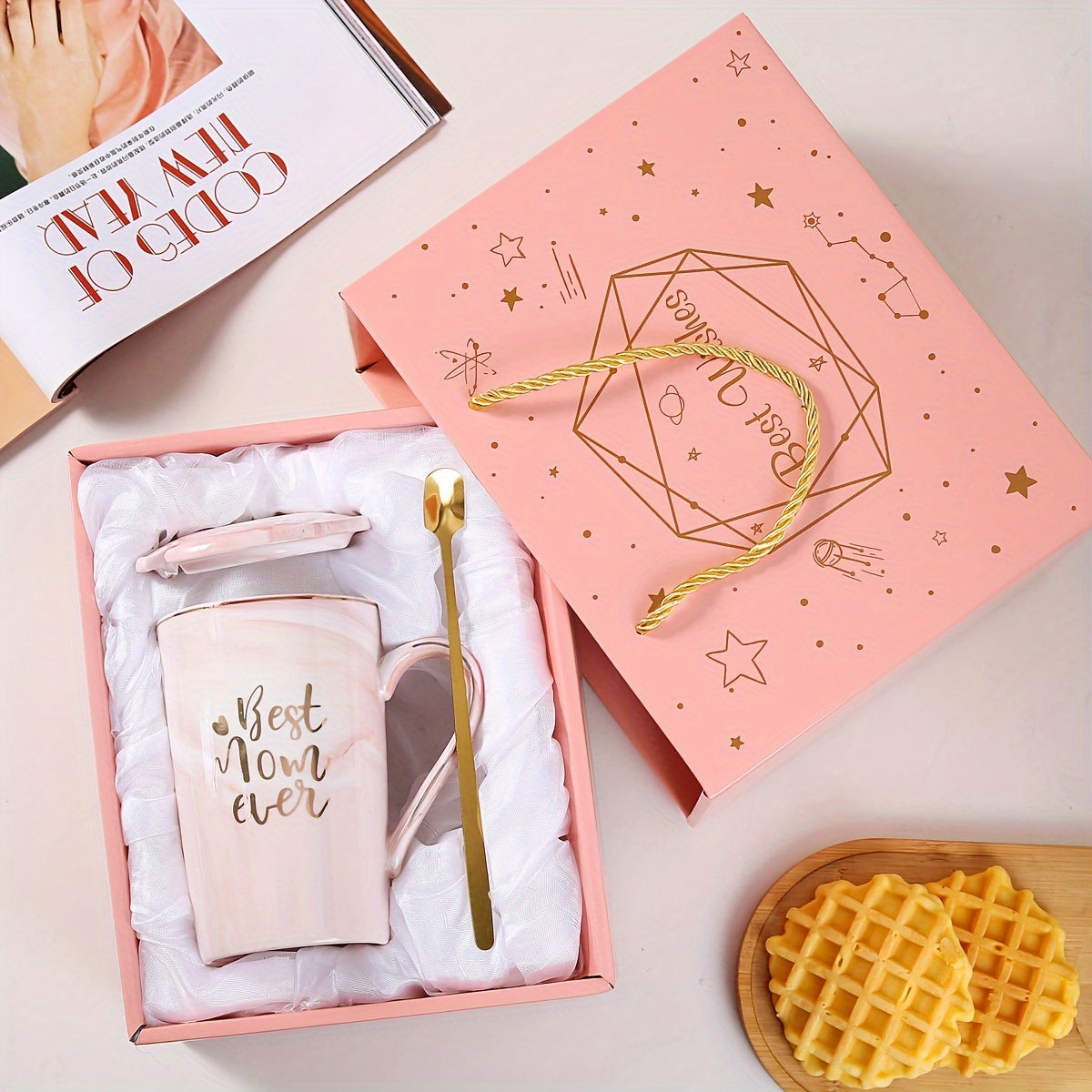 Moederdagcadeau | Marmeren Mokset met Gouden Opdruk – Het Perfecte Moederdagcadeau