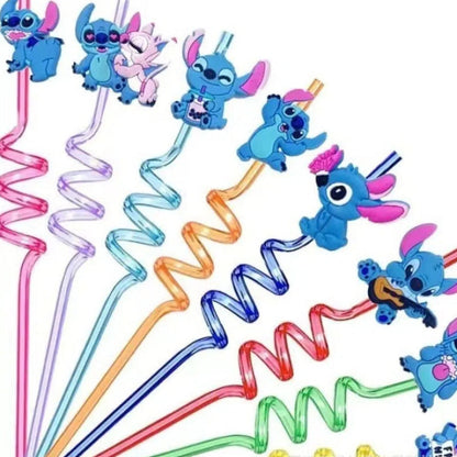 Stitch Herbruikbare Rietjes Set – 16 Kleurrijke Rietjes voor Feesten en Verjaardagen