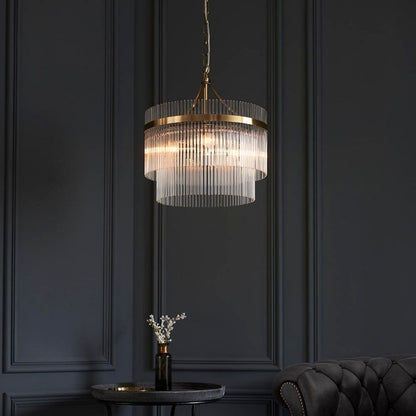 Freyza - Marietta 3 Light Antique Brass & Glass Pendant Ceiling Light
