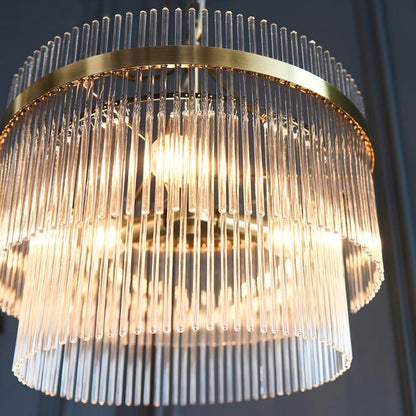 Freyza - Marietta 3 Light Antique Brass & Glass Pendant Ceiling Light