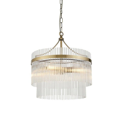 Freyza - Marietta 3 Light Antique Brass & Glass Pendant Ceiling Light