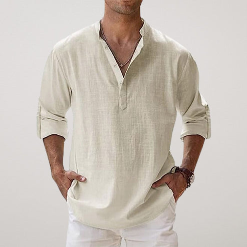 Linoven - Camisa Relajada Con Cuello Mao Botones