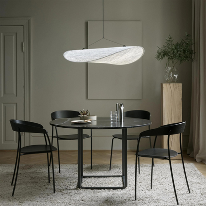 Japandi Deckenleuchte Seide, Rundes Design, Höhenverstellbar