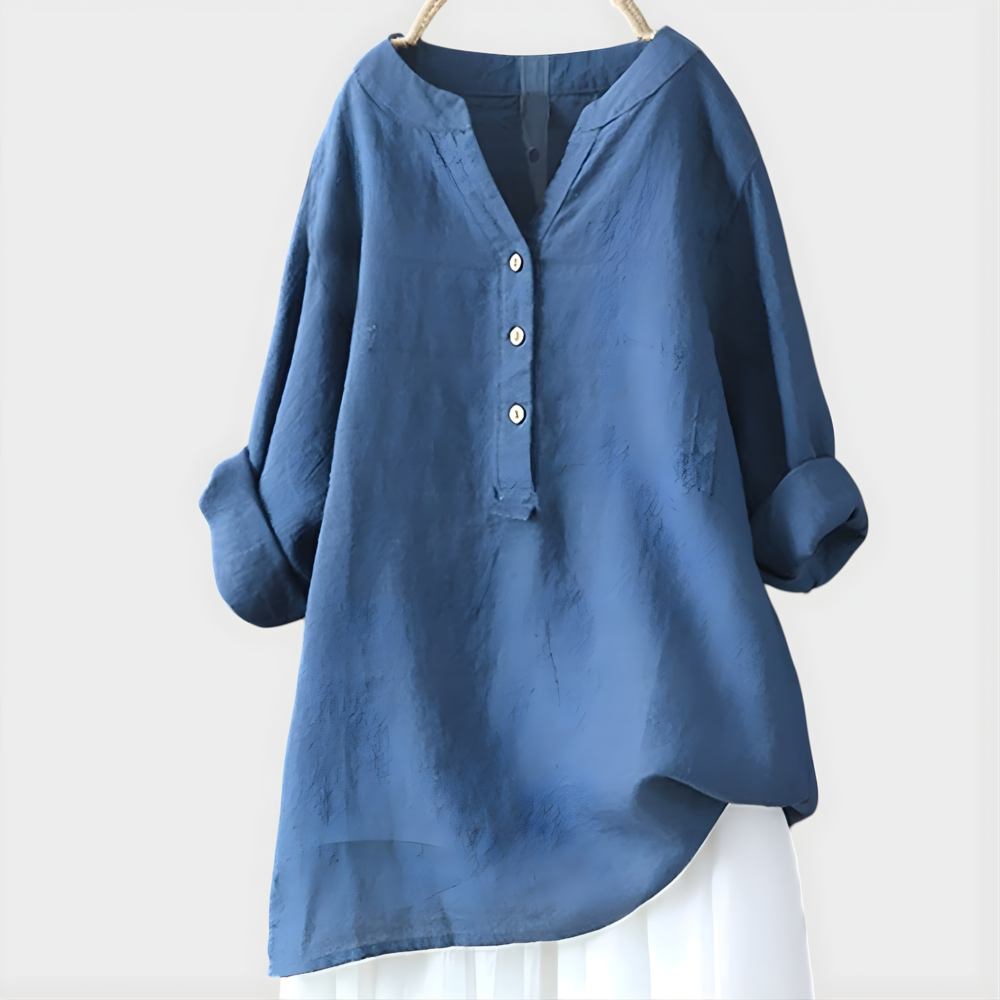 Veronique | Blusa Elegante de Algodón-Lino con Escote en V