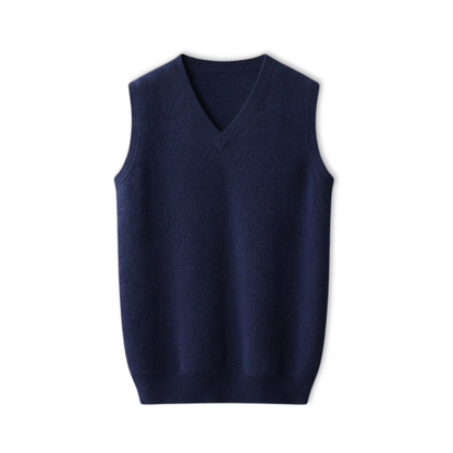 Débardeur homme 100% laine mérinos col en V sans manches coupe classique