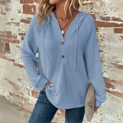 Sioni | Casual Long Sleeve V-Neck Hoodie Sweatshirt