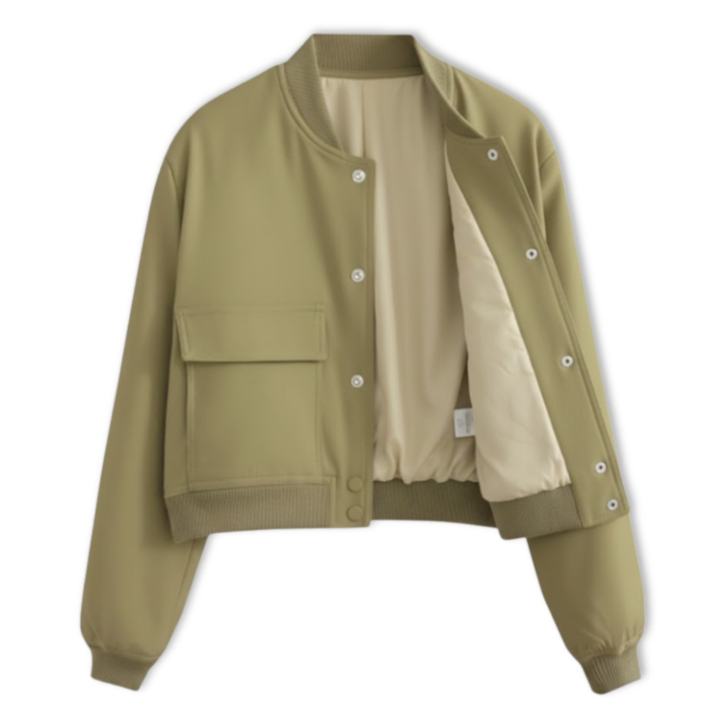 Veste bomber femme courte à boutons pression et grandes poches plaquées