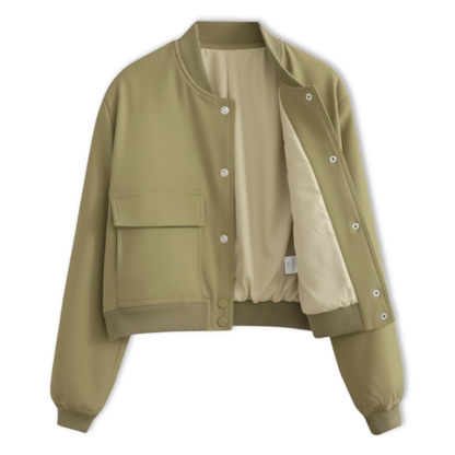Veste bomber femme courte à boutons pression et grandes poches plaquées