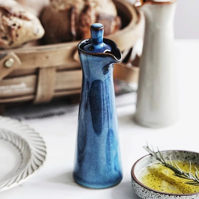 Stijlvolle Keramische Olie Dispenser met Druppelvrije Tuit voor Keuken en Tafel