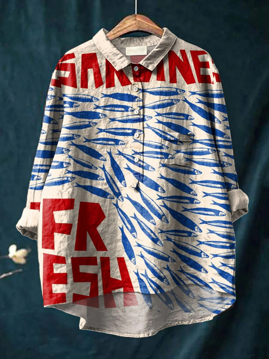 Izabela | Ženski vintage casual s tiskom ribe