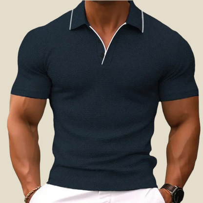 Men's Slim Fit Short Sleeve Textured Knit Polo Shirt