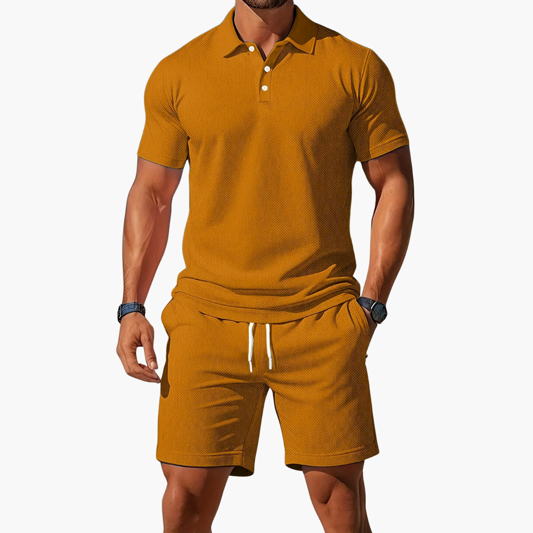 Louis – Ensemble polo à manches courtes et short à taille à cordon homme