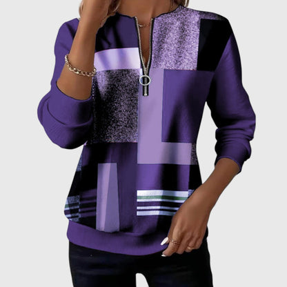 Silje | geometrisk sweatshirt med glidelås