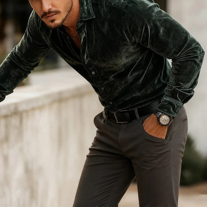 DUVAL PARIS™ | CHEMISE CLASSIQUE EN VELOURS POUR HOMMES