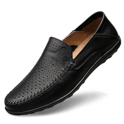 Men's Leather Slip-on Loafers Breathable Casual Walking Shoes