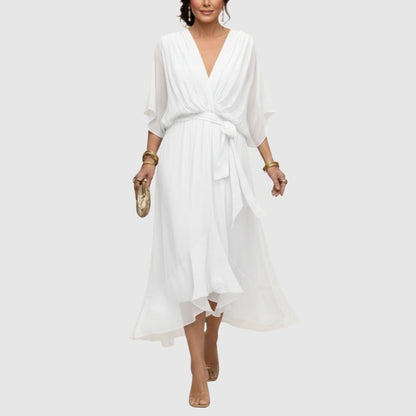 Zoé - Robe portefeuille midi légère