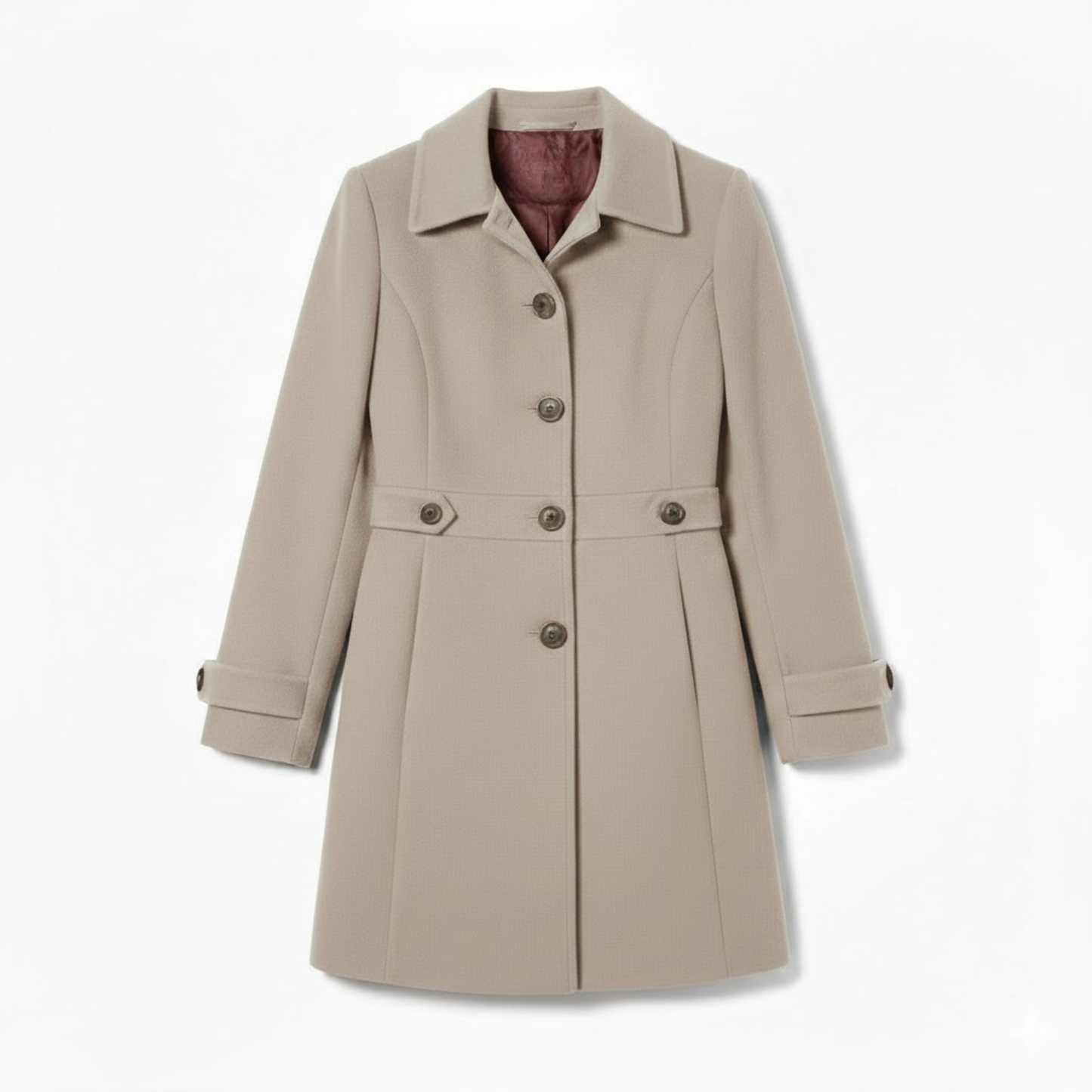 Manteau mi-long en laine à col tailleur et boutonnage multiple