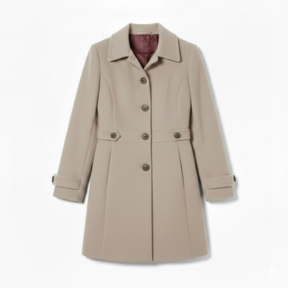 Manteau mi-long en laine à col tailleur et boutonnage multiple