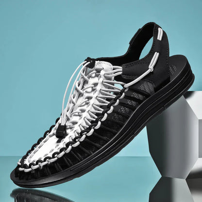 Men’s Closed Toe Mesh Sandals Adjustable Lace Summer Footwear