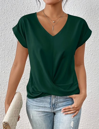 Tirenne - Fließend drapierte Bluse mit V-Ausschnitt