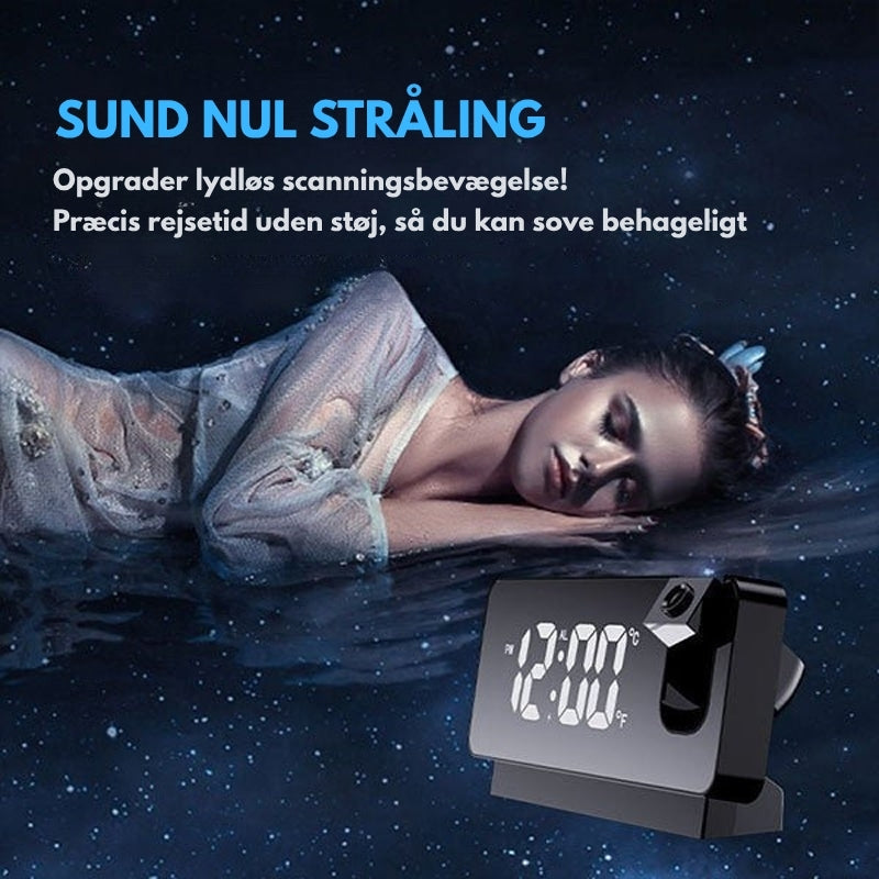 TimeCast – Digital projektionsvækkeur med 180° roterende projektor og stort LED display