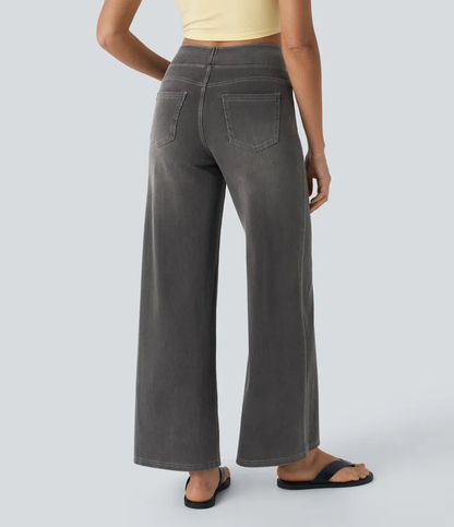 Vanelle | Hoge taille jeans met wijde pijpen voor dames – Comfortabele stretchdenim, casual en stijlvol