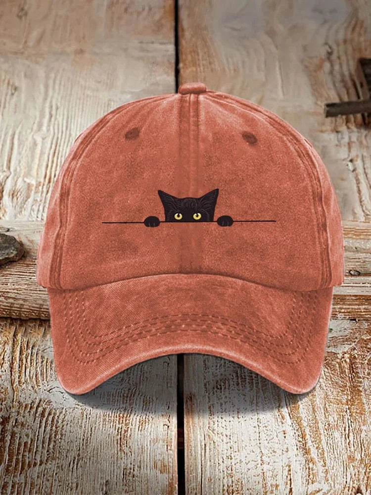 Japanse Kunst Zwarte Kat Print Washed Pet