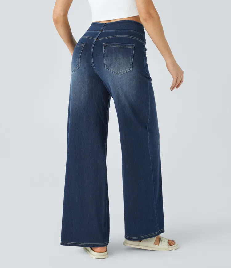 Vanelle | Hoge taille jeans met wijde pijpen voor dames – Comfortabele stretchdenim, casual en stijlvol