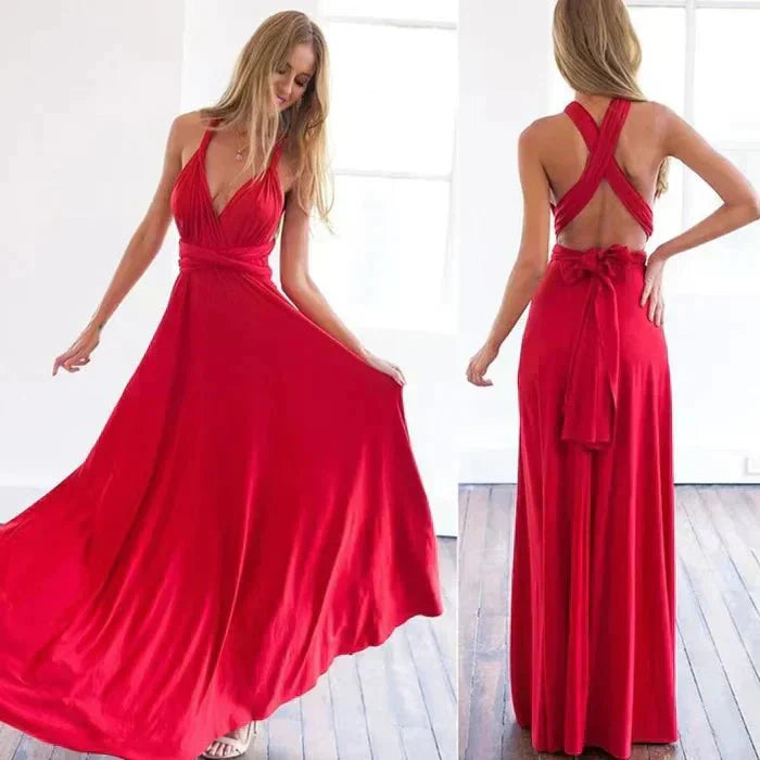 Celina | Sleeveless Convertible Maxi Dress with Multiway Wrap Styling | Elegant Floor-Length Bridesmaid & Wedding Guest Dress | Wedding Dresses