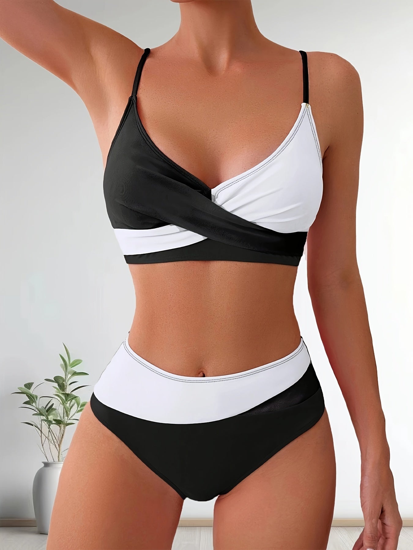 Comfortabele Patchwork Bikini Set voor Dames met Stretch Pasvorm