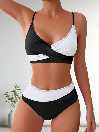 Comfortabele Patchwork Bikini Set voor Dames met Stretch Pasvorm