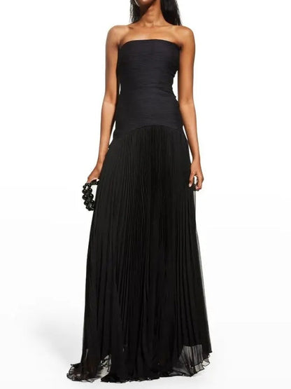 Long Off-Shoulder Dress with Elegant Solid Stitching