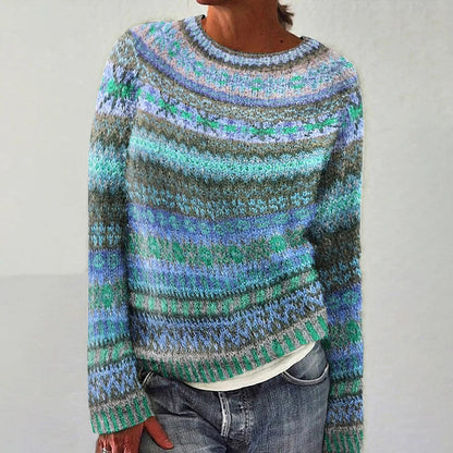 Hanna Pull Femme – Pull Vintage Décontracté à Imprimé Ethnique & Style Rétro Élégant