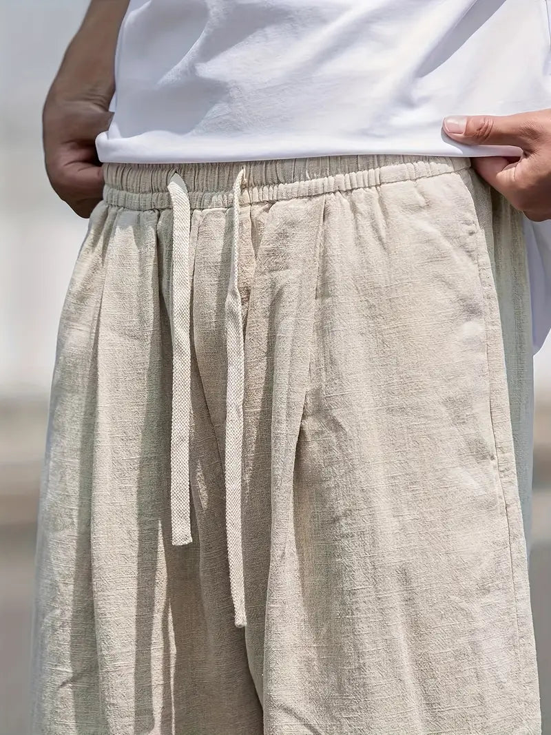 Men’s Relaxed Fit Linen-Style Pants – Lightweight Trousers for Summer Outfits, Holidays and Everyday Wear