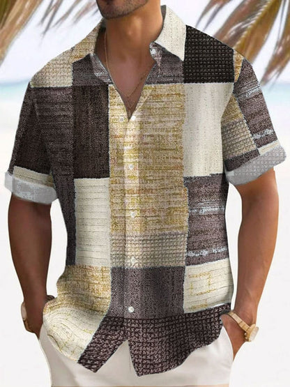 Marek | Kerge Patchwork Lühikeste Varrukatega Meeste Särk