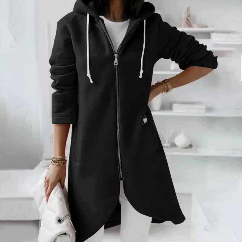 Seren – Women’s Long Hooded Zip Up Sweater