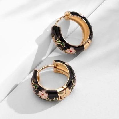 Brinco Floral Preto de Luxo