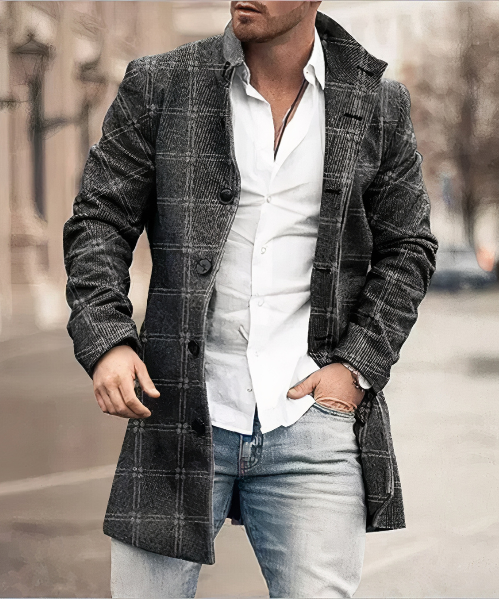 Trenchcoat für Männer in langer, eleganter Ausführung für Alltag und Büro