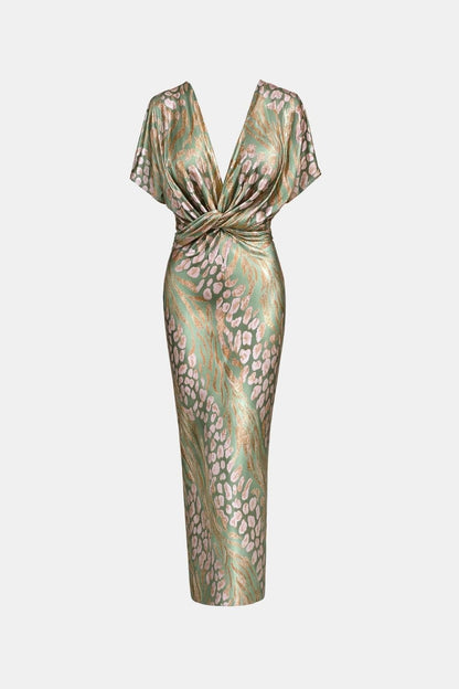 Abbie - Twisted V-Neck Elegant Long Dress