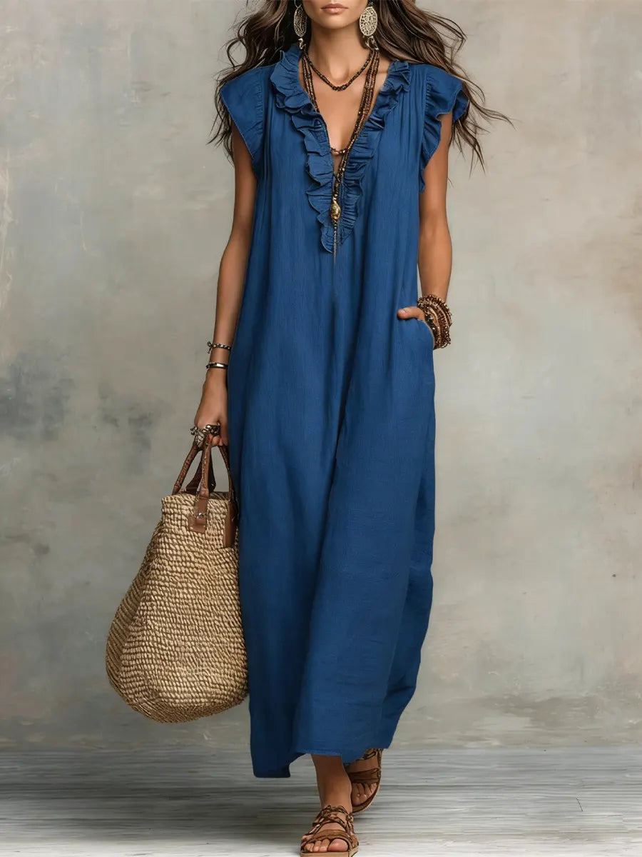 Abito Lunga Donna | Volant Boho & Comfort Fluido Tutto il Giorno