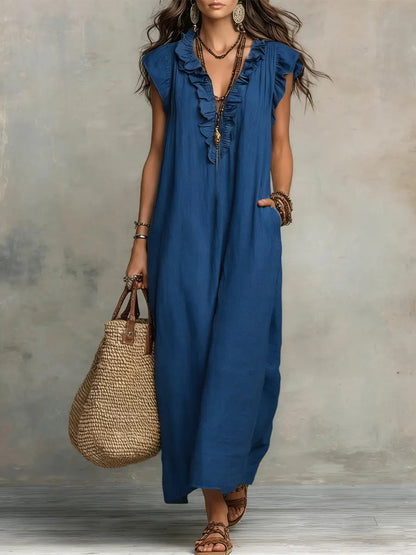 Abito Lunga Donna | Volant Boho & Comfort Fluido Tutto il Giorno