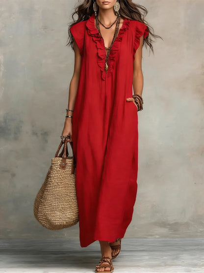 Abito Lunga Donna | Volant Boho & Comfort Fluido Tutto il Giorno