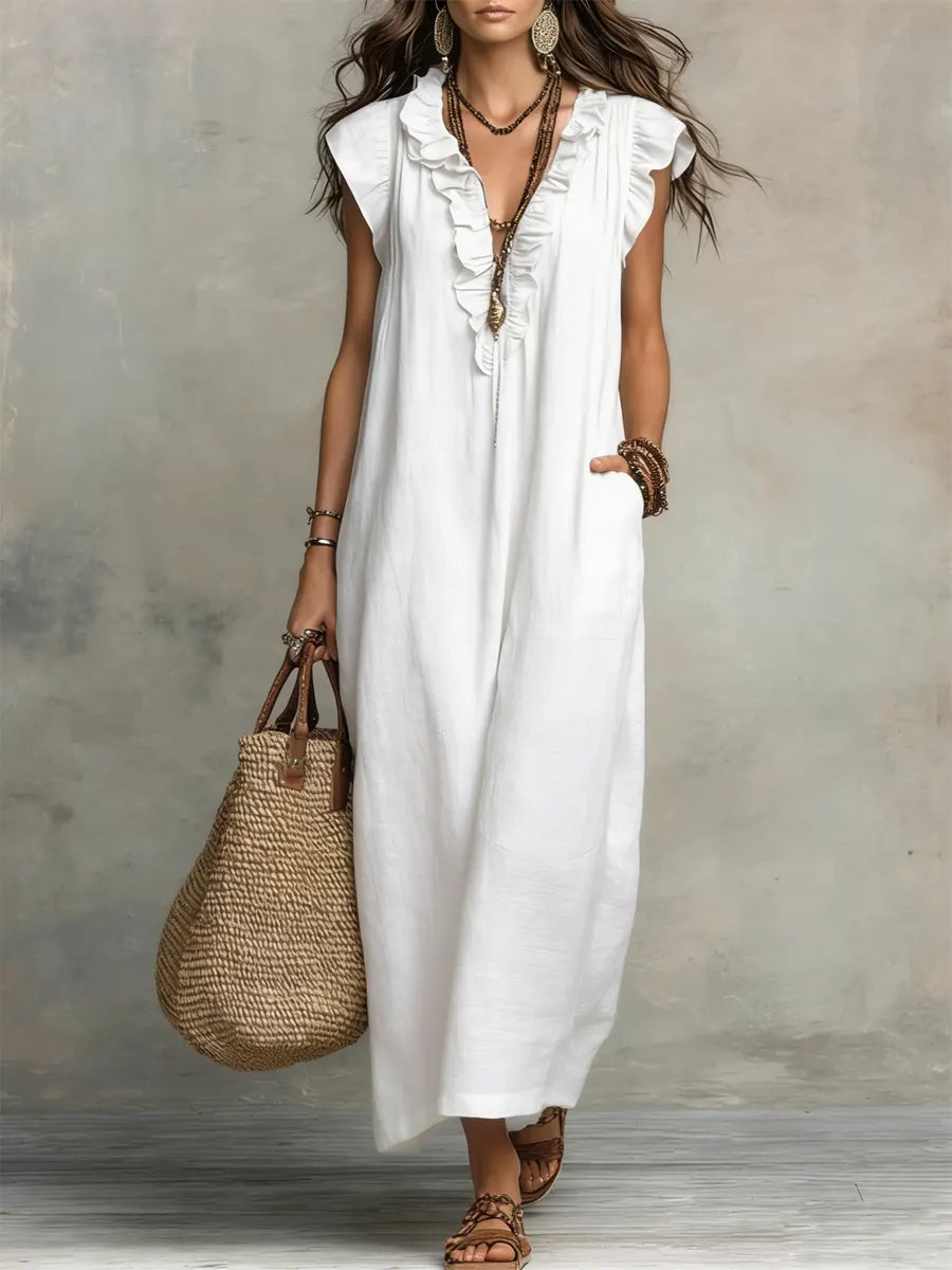 Abito Lunga Donna | Volant Boho & Comfort Fluido Tutto il Giorno