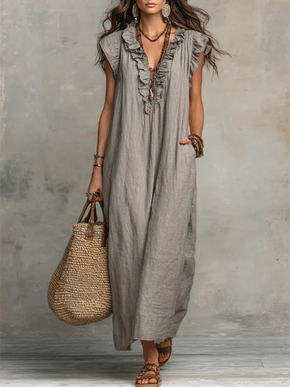 Abito Lunga Donna | Volant Boho & Comfort Fluido Tutto il Giorno