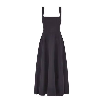 Abito Midi Donna | Gonna a Ruota & Scollo Quadrato Elegante